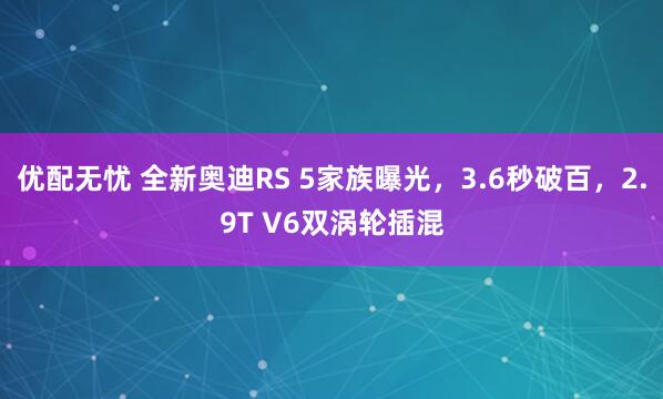 优配无忧 全新奥迪RS 5家族曝光,3.6秒破百,2.9T V6双涡轮插混
